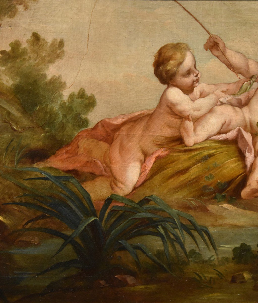 Putti come pescatori, Francois Boucher (Parigi, 1703 - 1770) scuola di-photo-4