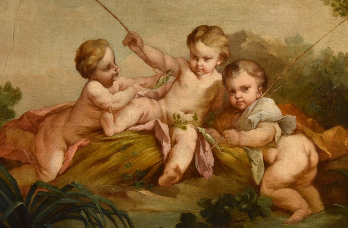 Putti come pescatori, Francois Boucher (Parigi, 1703 - 1770) scuola di-photo-2