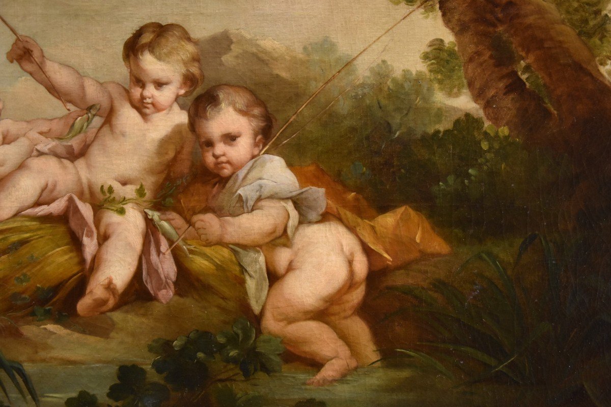 Putti come pescatori, Francois Boucher (Parigi, 1703 - 1770) scuola di-photo-4