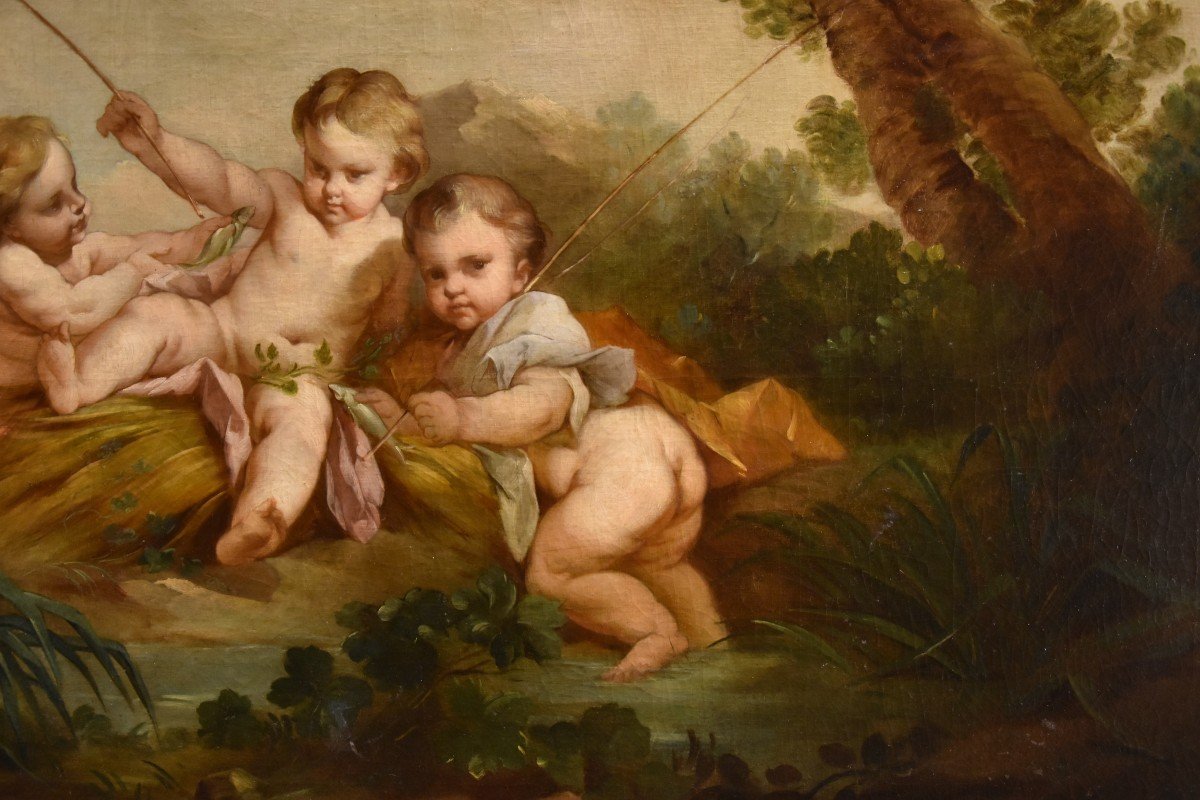 Putti come pescatori, Francois Boucher (Parigi, 1703 - 1770) scuola di-photo-5