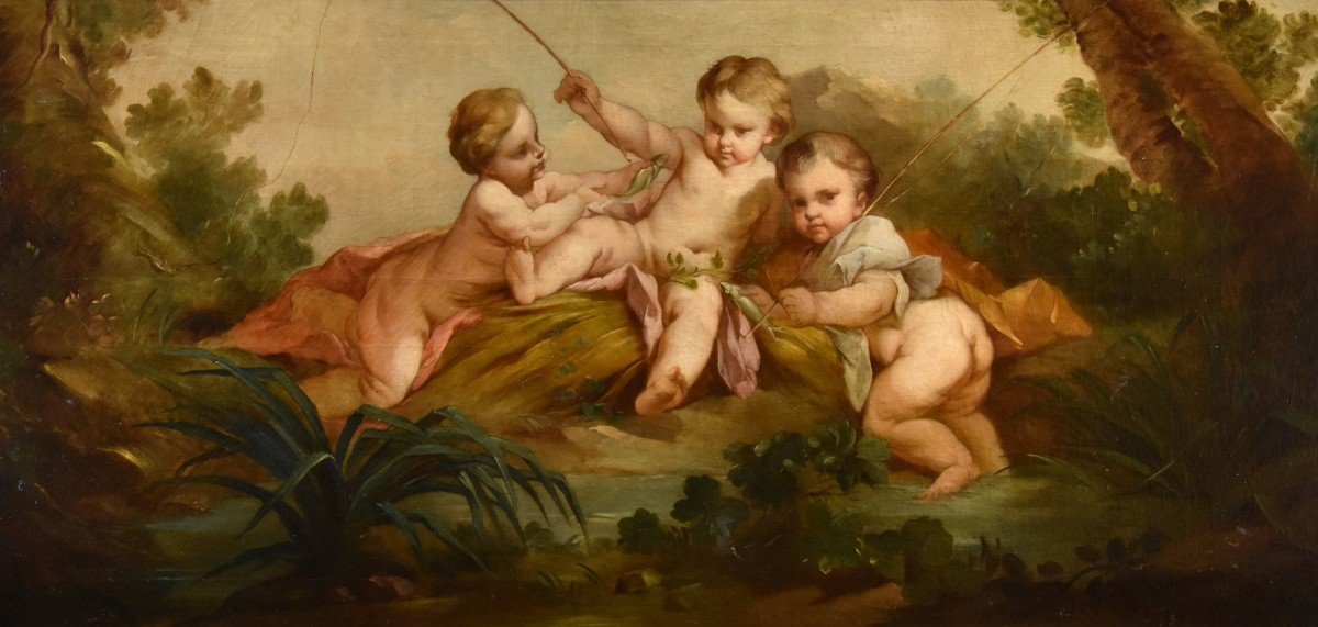 Putti come pescatori, Francois Boucher (Parigi, 1703 - 1770) scuola di-photo-7