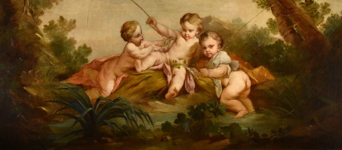 Putti come pescatori, Francois Boucher (Parigi, 1703 - 1770) scuola di