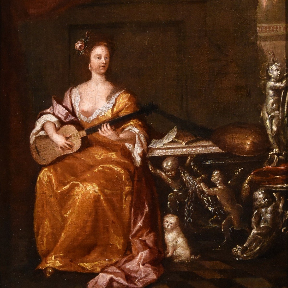 Suonatrice di chitarra, Gaspard Netscher (Heidelberg, 1639 – L'Aia, 1684)-photo-3