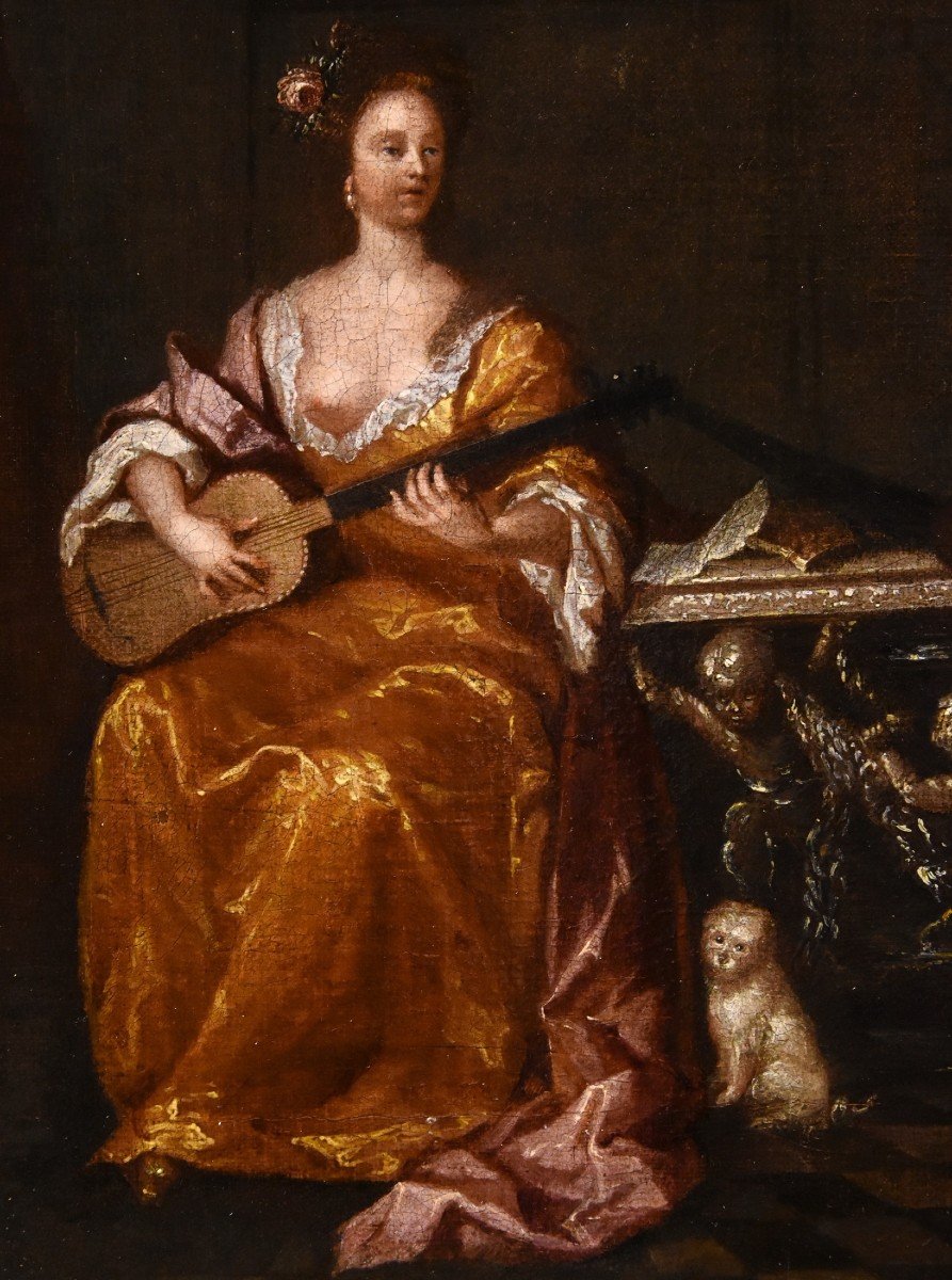 Suonatrice di chitarra, Gaspard Netscher (Heidelberg, 1639 – L'Aia, 1684)-photo-1