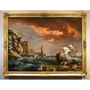 Marina in tempesta con naufragio, Claude Joseph Vernet (Avignone 1714 – Parigi 1789) Seguace