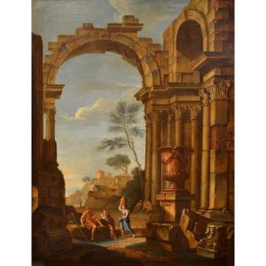 Capriccio con rovine architettoniche e figure, Pierre-Antoine Demachy