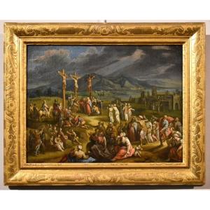 Paesaggio fantastico con la Crocifissione, Scipione Compagno (Napoli 1624 - 1680)