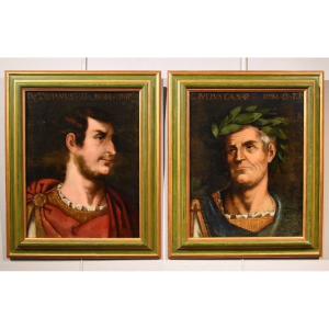 Gli imperatori romani Augusto e Giulio Cesare, seguace di Tiziano Vecellio