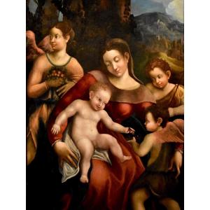 Madonna col Bambino, due angeli e Giovanni Battista, Scuola di Antonio Allegri, Correggio