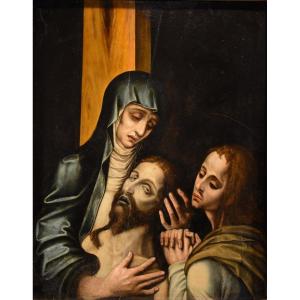 La Pietà con San Giovanni, Luis de Morales, Detto ‘El Divino’ (Badajoz 1509 – 1586) bottega di