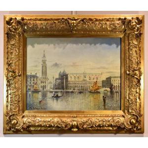 Venezia con Piazzetta San Marco e Palazzo Ducale, Maximilian Heilmaier (1869 - 1923) FIRMATO