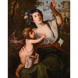 Flora come allegoria della Primavera, Guglielmo Cortese, detto il Borgognone  (1628 - 1679)