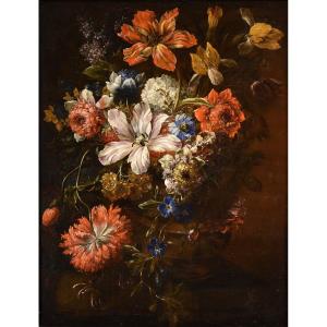 Abraham Brueghel (Anversa 1631 - Napoli 1697), Natura morta con vaso di fiori  (I/II)