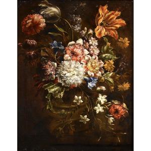 Abraham Brueghel (Anversa 1631 - Napoli 1697), Natura morta con vaso di fiori  (II/II)