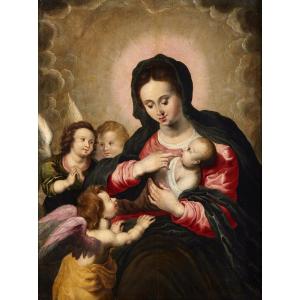 Madonna con Bambino e tre angeli, Hendrick van Balen (Anversa 1575 – 1632) bottega