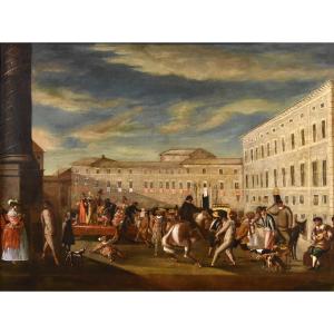 Carnevale a Roma in Piazza Colonna, Michelangelo Cerquozzi (Roma 1602 – 1660) bottega