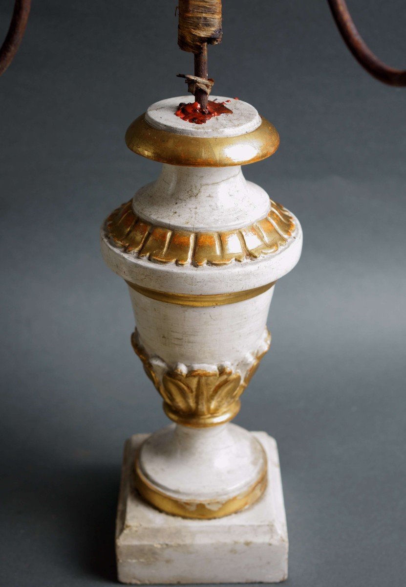 Coppia di Vasi da Altare Legno Laccato e Dorato XVIII secolo-photo-3