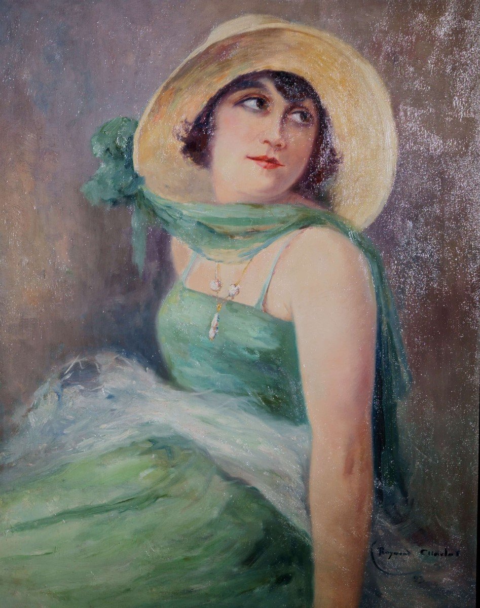 Raymond Charlot (1879-?) Ritratto di Elegante stile Art Déco datato 1923