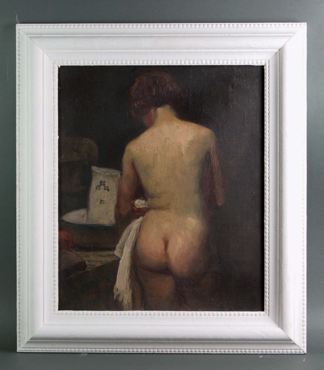 Pierre Vaillant (1878-1939), "La toilette", Nudo femminile, Scuola Moderna-photo-2