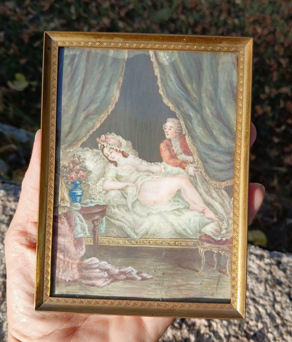 Grande Miniature Erotica epoca Napoleone III circa 1860-photo-2