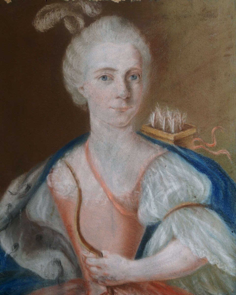 Ritratto di Violante Chigi Gori Pannilini in Diana Cacciatrice Pastello XVIII secolo