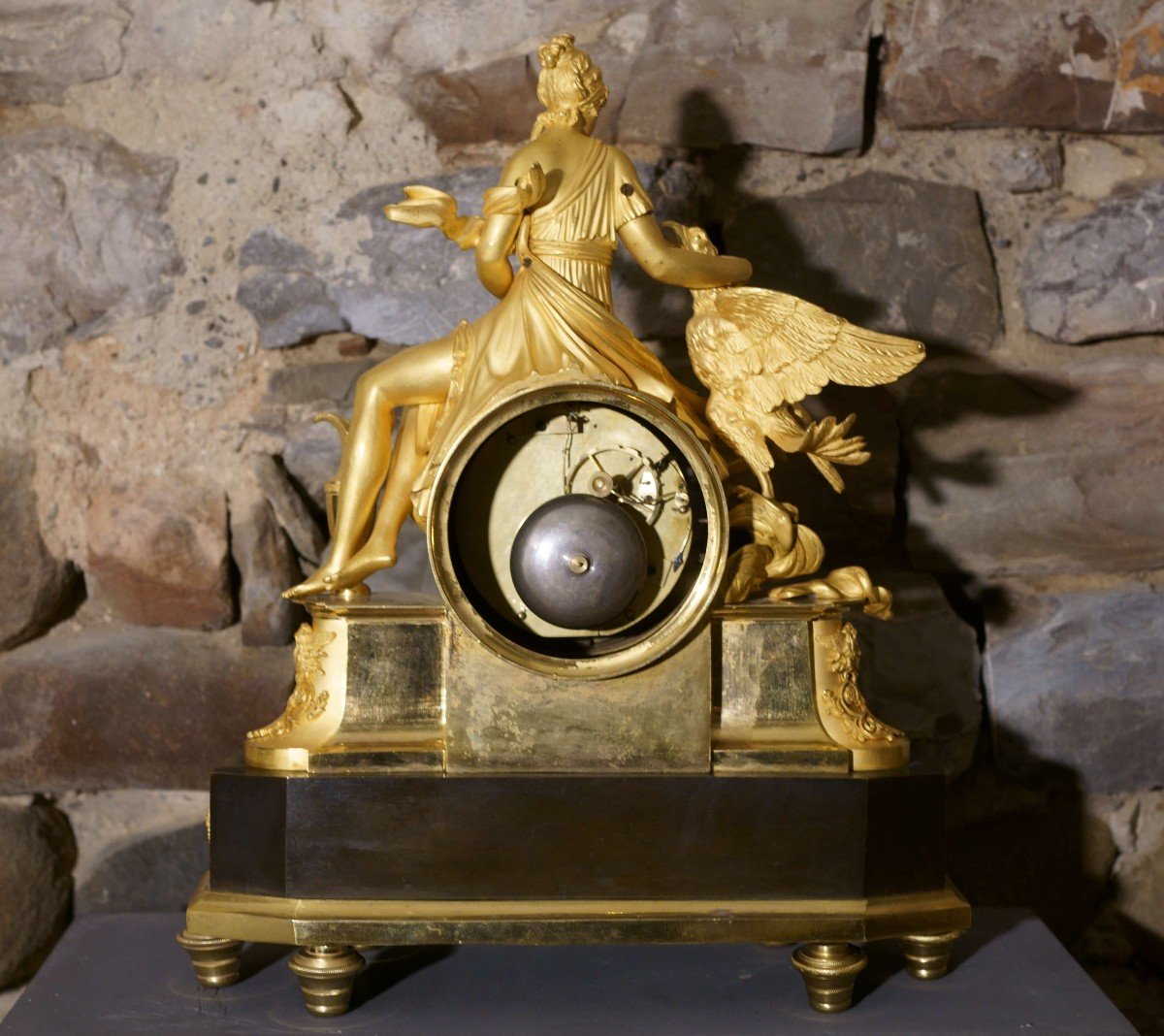 Orologio Impero Bronzo Dorato Ormolu "Ebe e l'aquila di Giove"-photo-5