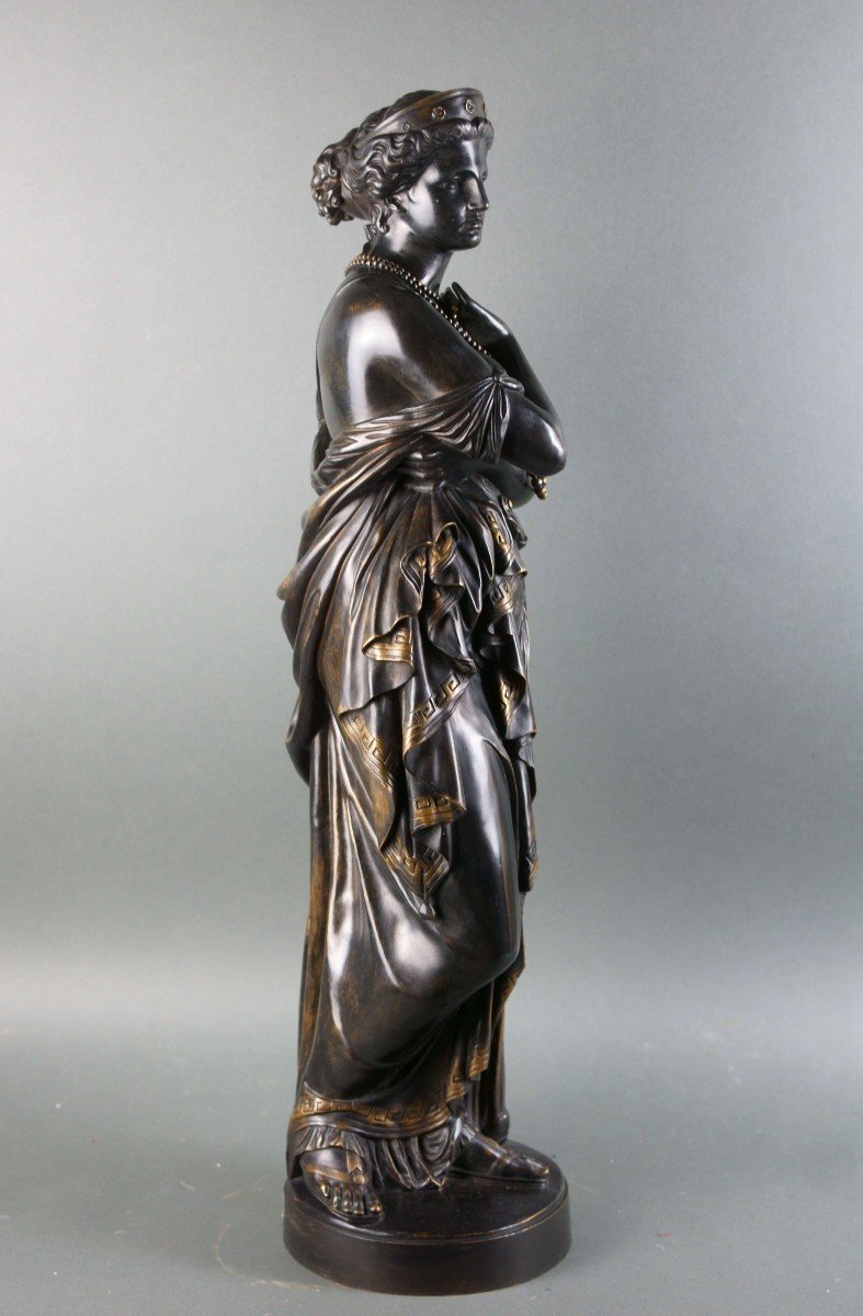 Auguste CLESINGER - Ferdinand BARBEDIENNE Elena di Troia Grande Scultura in Bronzo-photo-1