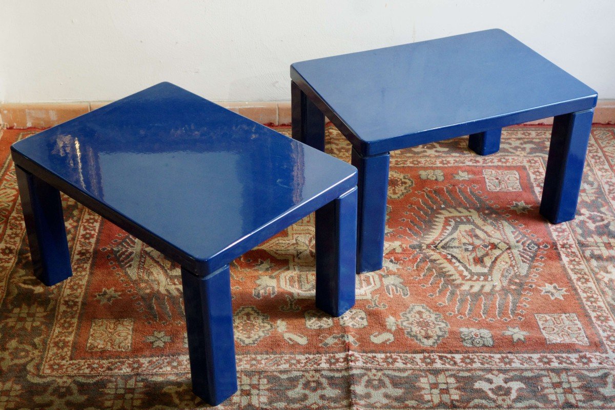 Coppia di Tavolini da Salotto Italiani  Design anni 70 stile di Kazuhide Takahama -photo-2