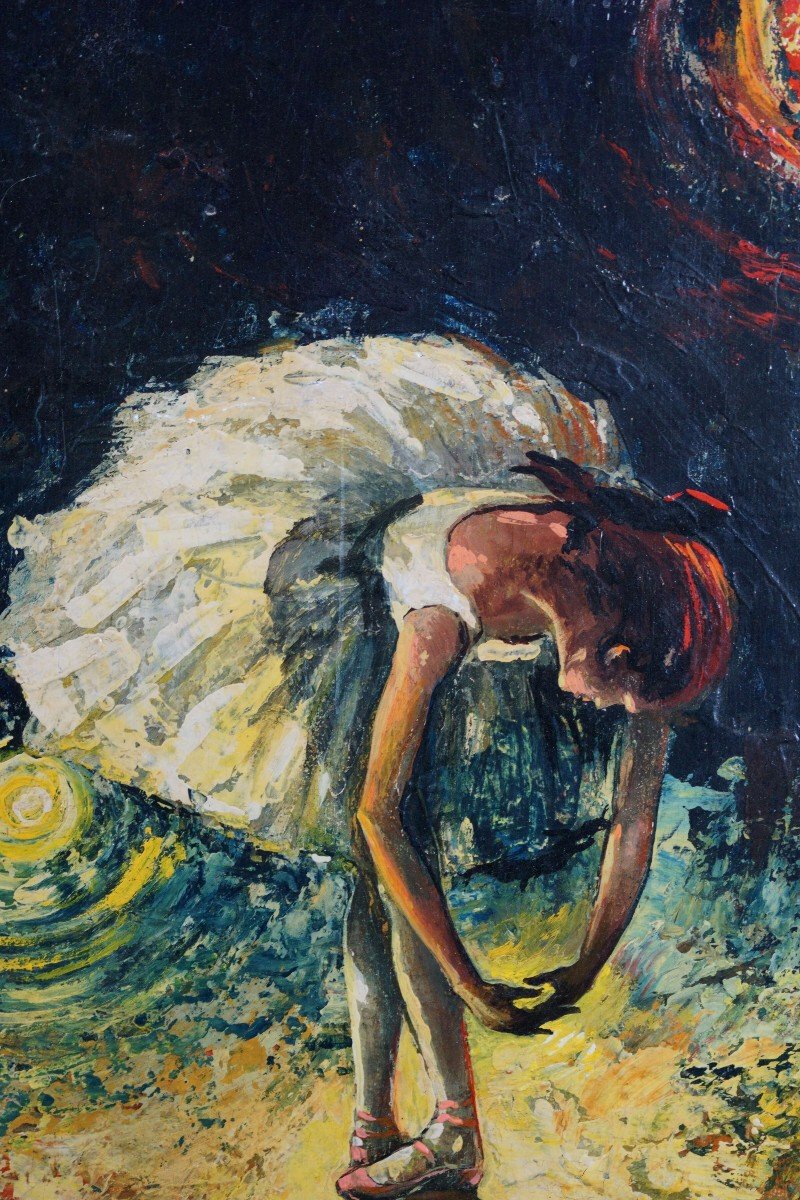 "Ballerina" Dipinto a olio su Legno firmato Raffaele del Savio 1967-photo-2