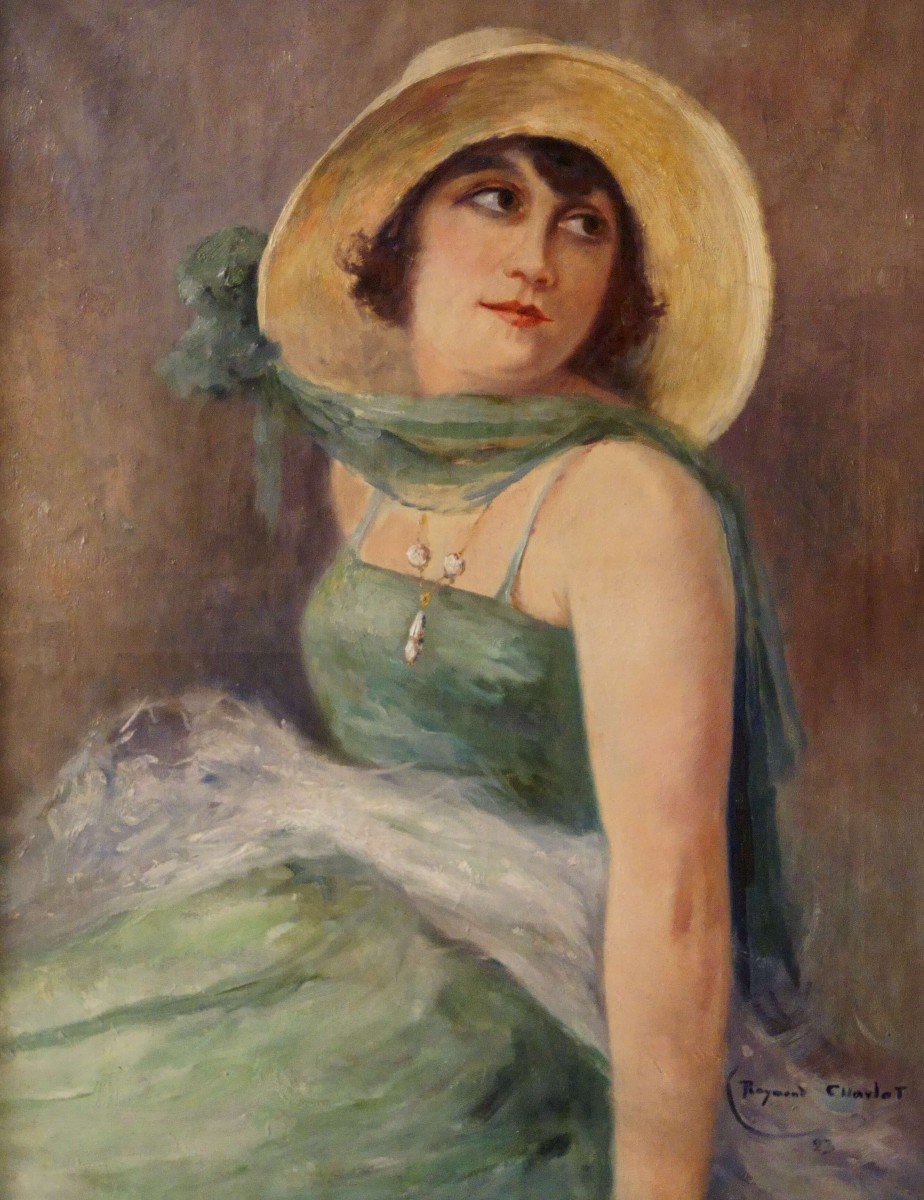 Raymond Charlot - Ritratto di Elegante stile Art Déco datato 1923