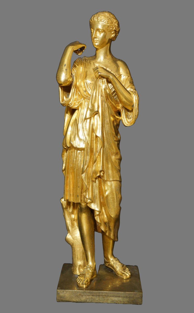 Grande Scultura in Bronzo Dorato al Mercurio stile Impero Reduction Sauvage 1840 