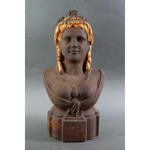 Busto in Ghisa patinata e dorata epoca Napoleone III 