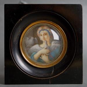 Ritratto Miniatura epoca Restaurazione 1830 con Cornice