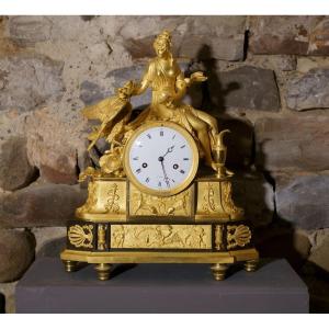 Orologio Impero Bronzo Dorato Ormolu "Ebe e l'aquila di Giove"