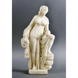 Scultura Neoclassica Italiana del XIX secolo in Alabastro Musa Melpomene