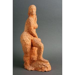 Nudo Accademico Bozzetto in Terracotta Sculptura Nudo d'Accademia