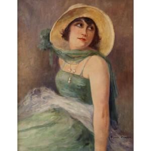 Raymond Charlot - Ritratto di Elegante stile Art Déco datato 1923