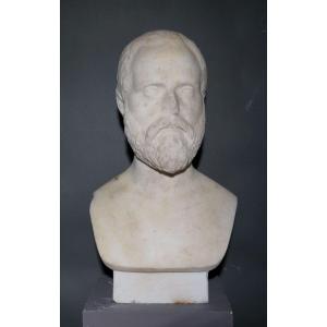 Busto Neoclassico di Epicuro in Erma Marmo Bianco  XIX secolo