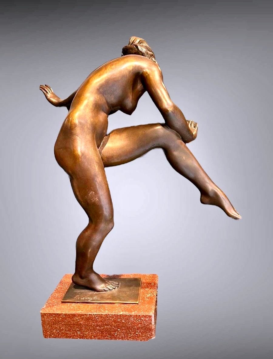 Scultura in bronzo raffigurante "BALLERINA" di G. Passaglia - Art Decó -photo-2