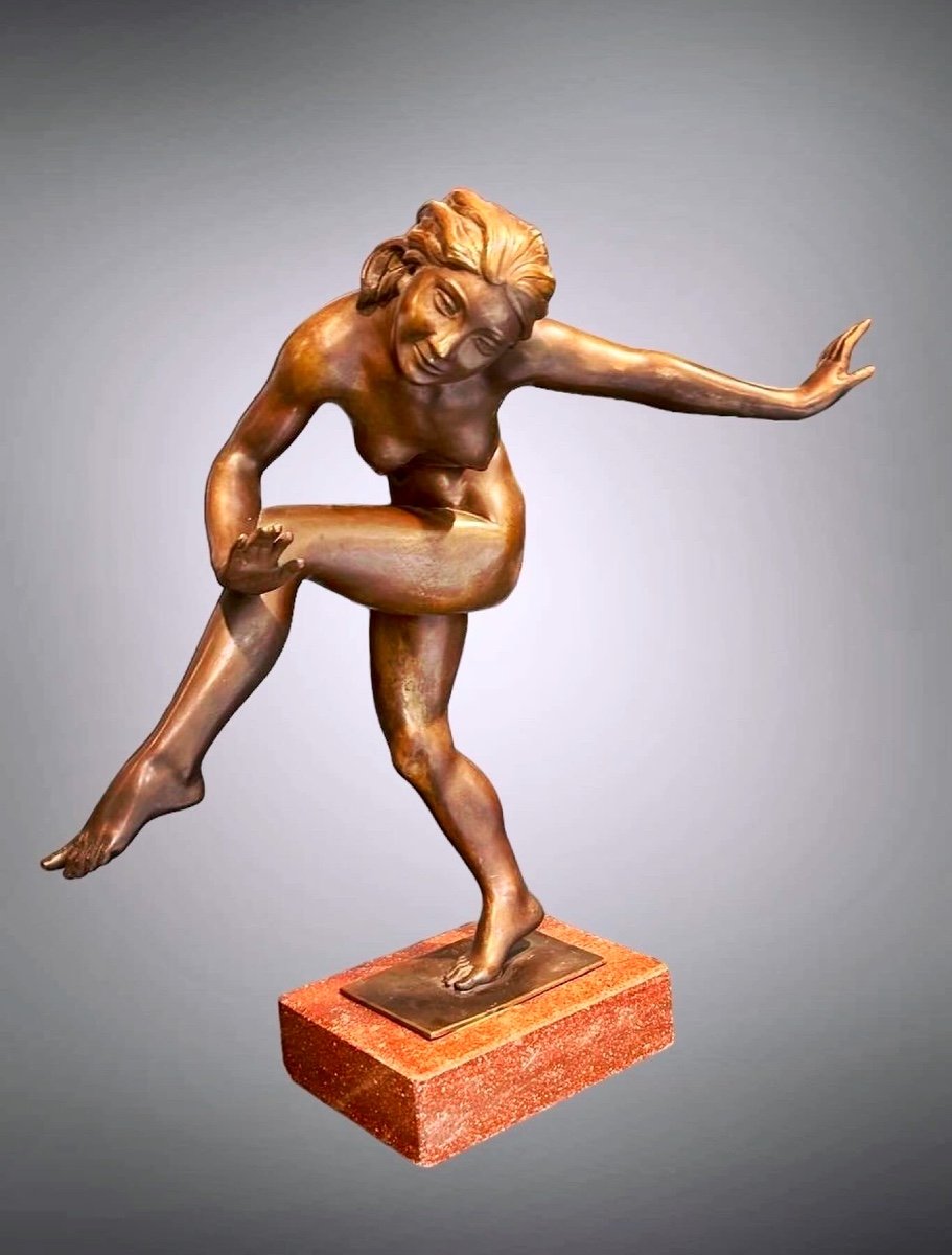 Scultura in bronzo raffigurante "BALLERINA" di G. Passaglia - Art Decó 