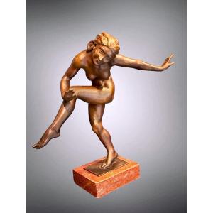 Scultura in bronzo raffigurante "BALLERINA" di G. Passaglia - Art Decó 