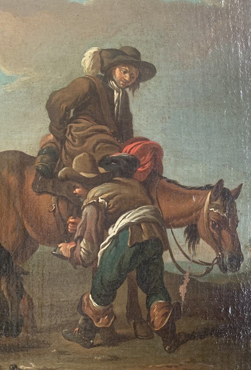 PAOLO MONALDI (post 1710-post 1779)  "Sosta in campagna" e "Un gioco di carte".  Circa 174-photo-3