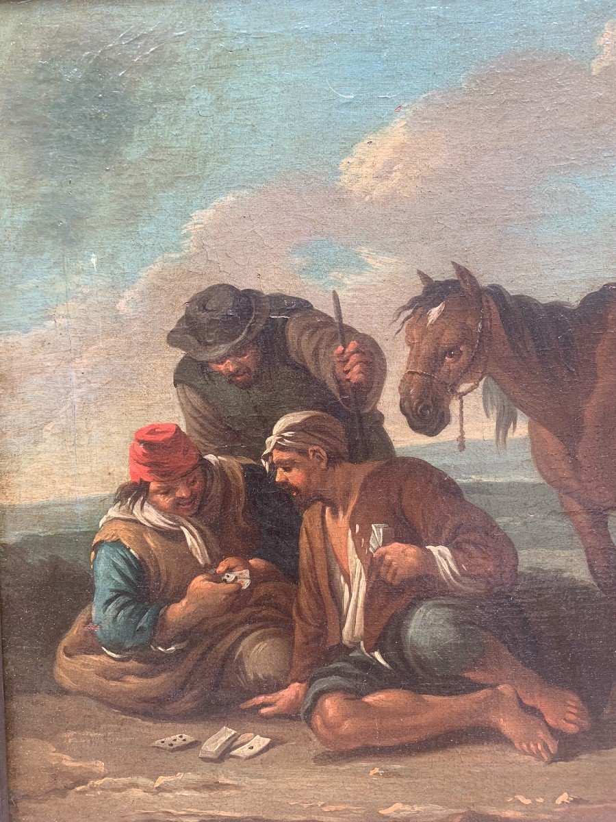 PAOLO MONALDI (post 1710-post 1779)  "Sosta in campagna" e "Un gioco di carte".  Circa 174-photo-4