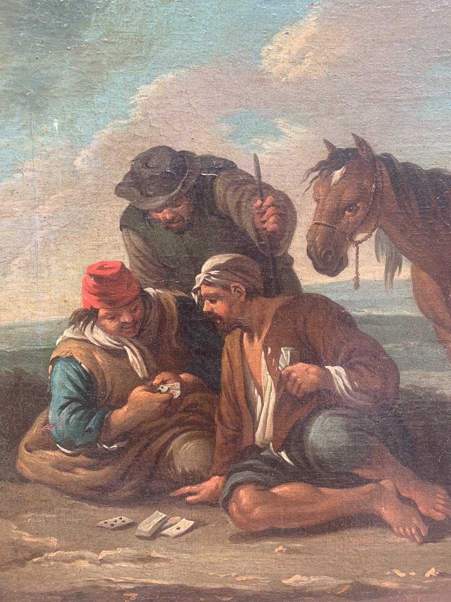 PAOLO MONALDI (post 1710-post 1779)  "Sosta in campagna" e "Un gioco di carte".  Circa 174-photo-5