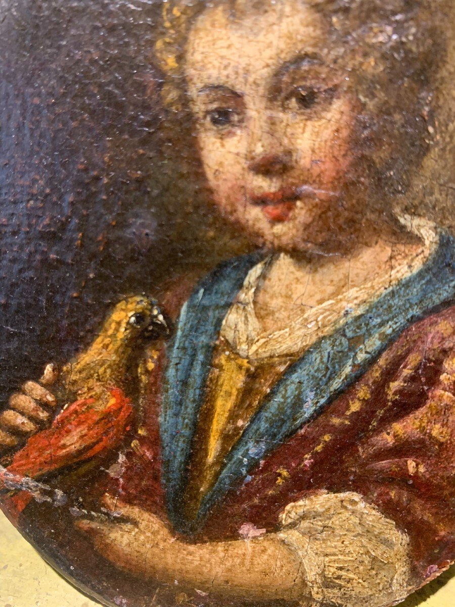 Ritratto di Bambino che gioca con l'Uccellino. Antonio Amorosi (1660-1738), attrib.-photo-2