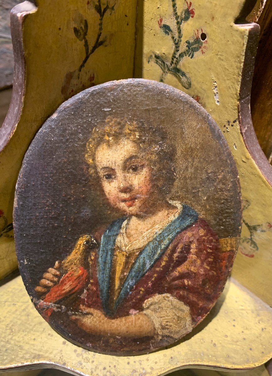 Ritratto di Bambino che gioca con l'Uccellino. Antonio Amorosi (1660-1738), attrib.-photo-1