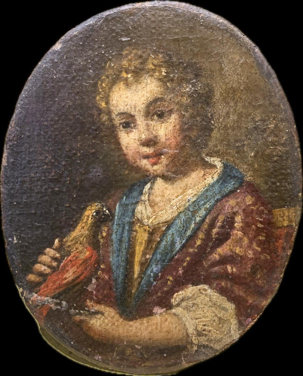 Ritratto di Bambino che gioca con l'Uccellino. Antonio Amorosi (1660-1738), attrib.-photo-3