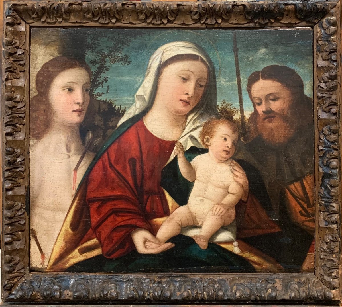 Madonna con Bambino e i Santi Sebastiano e Rocco.Attribuito a Francesco Rizzo da Santacroce 