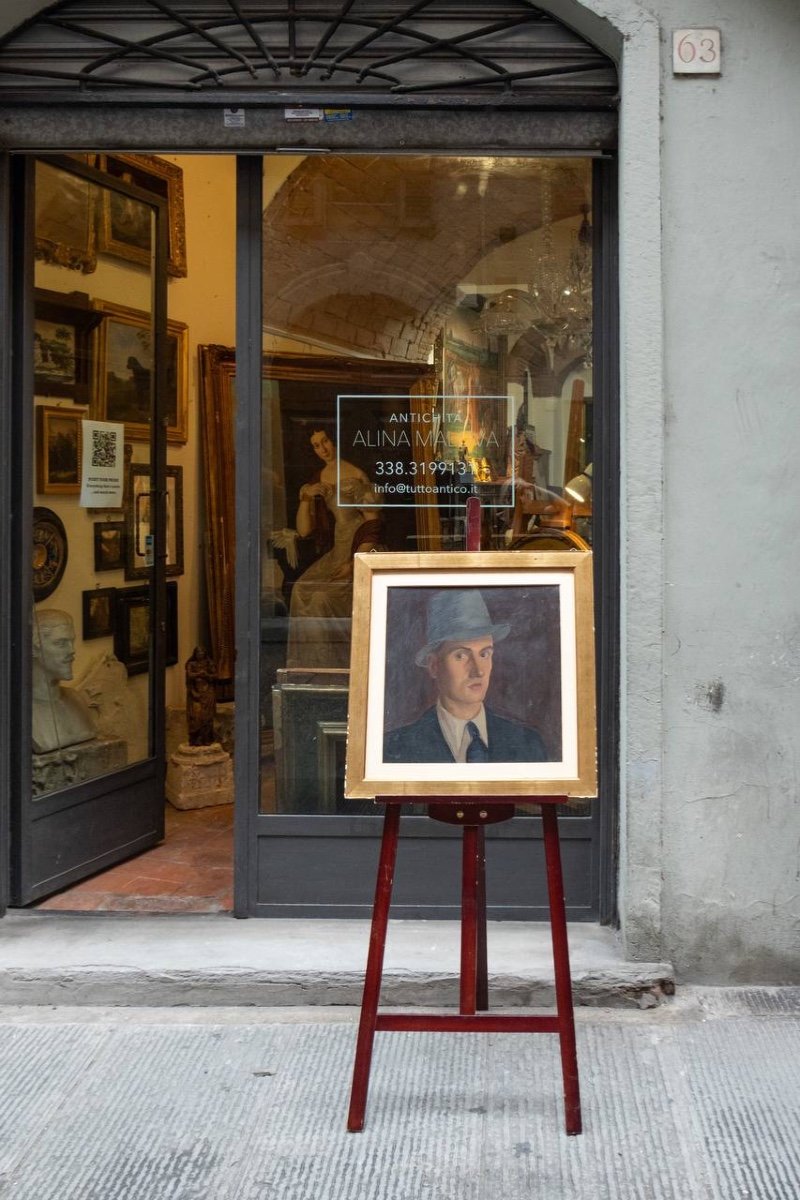 Uomo con cappello. Ritratto su due lati della tavoletta. Torino, anni 1930-photo-2