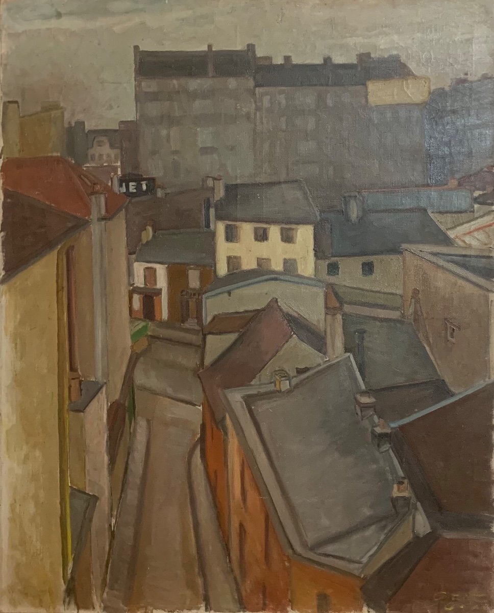 Silenzio urbano tra i tetti di Parigi, circa 1920-1930, 100 x 81 cm